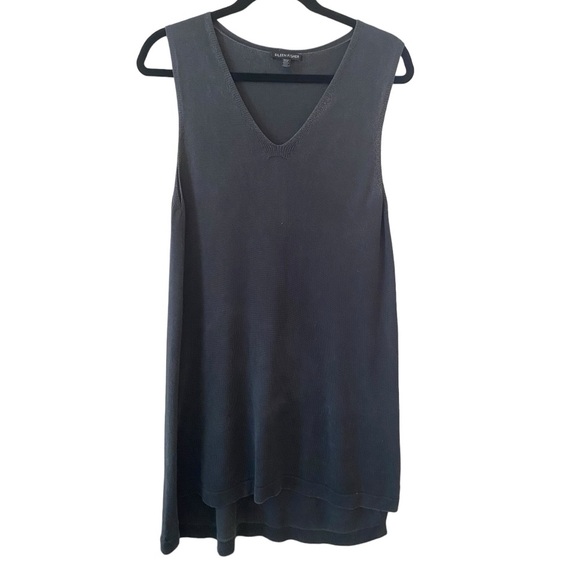 Eileen Fisher Top Sz M Charcoal Tencel Knit Tunic Lagenlook Minimalist Office - Picture 5 of 16